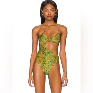 NWT Camila Coelho Azaria One Piece in Jungle Green Leopard